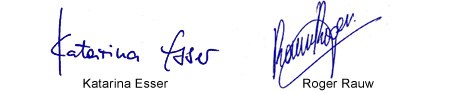 Unterschriften Katarina Esser, Roger Rauw